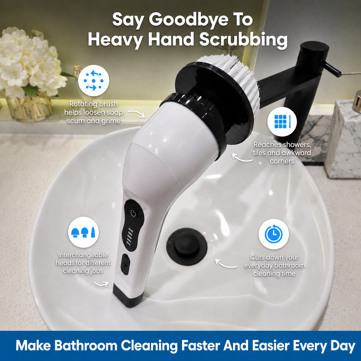 EasiClean spin scrubber and brush heads